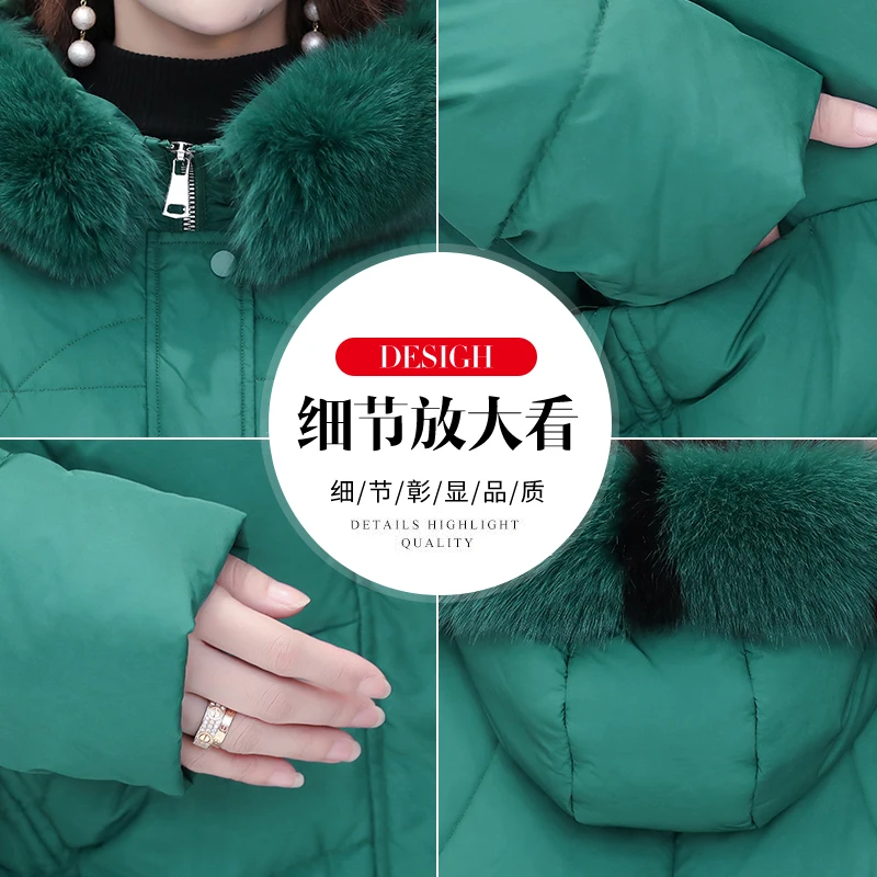 

Big Real Raccoon Fur 2020 High Quality Winter Long Women's Jacket 90% White Duck Down Coat Warm Hooded Female Thick Warm Parka