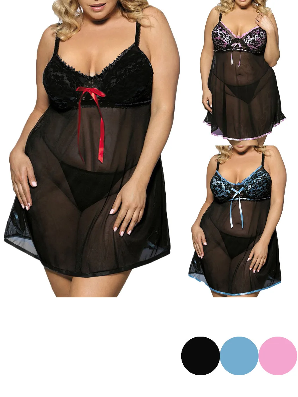 

Women Underwear Sexy Lace Bow Lingerie Nightwear Plus Size Sleepwear Dress lingerie sexy hot erotic porno lenceria mujer 2021