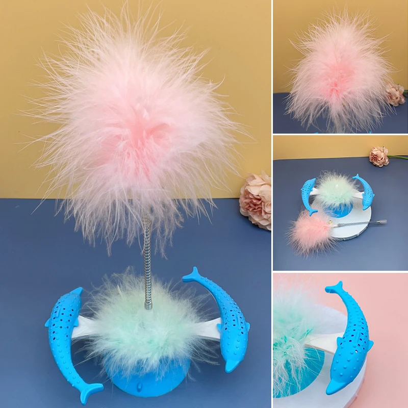 

Интерактивная игрушка-Палочка для кошек, вращающаяся ветряная мельница с присоской, игрушка для еды, забавные игрушки для кошек и перьев дл...