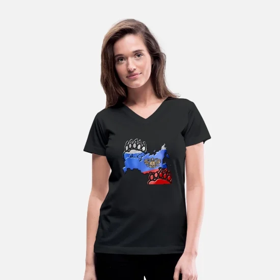 

Russia A Stylish Country Colors Soviet CCCP Patriotism Women's V-Neck T Shirt