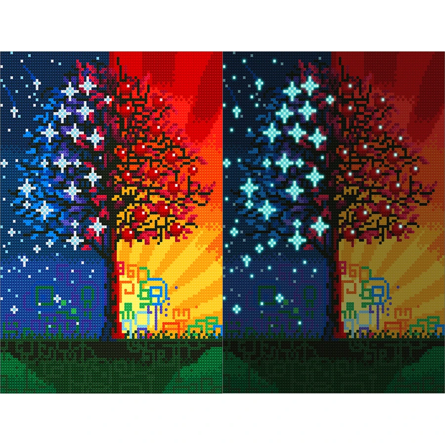 

Landscape Tree Luminous Diamond Painting 5D DIY Full Round Rhinestone Mosaic Embroidery Home Decoration Crafts Gift