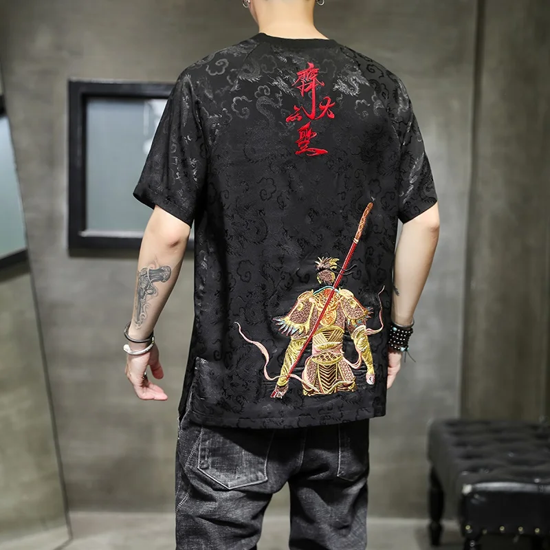 Китайский дракон рубашка Лето короткий рукав Harajuku Восточный стиль одежда
