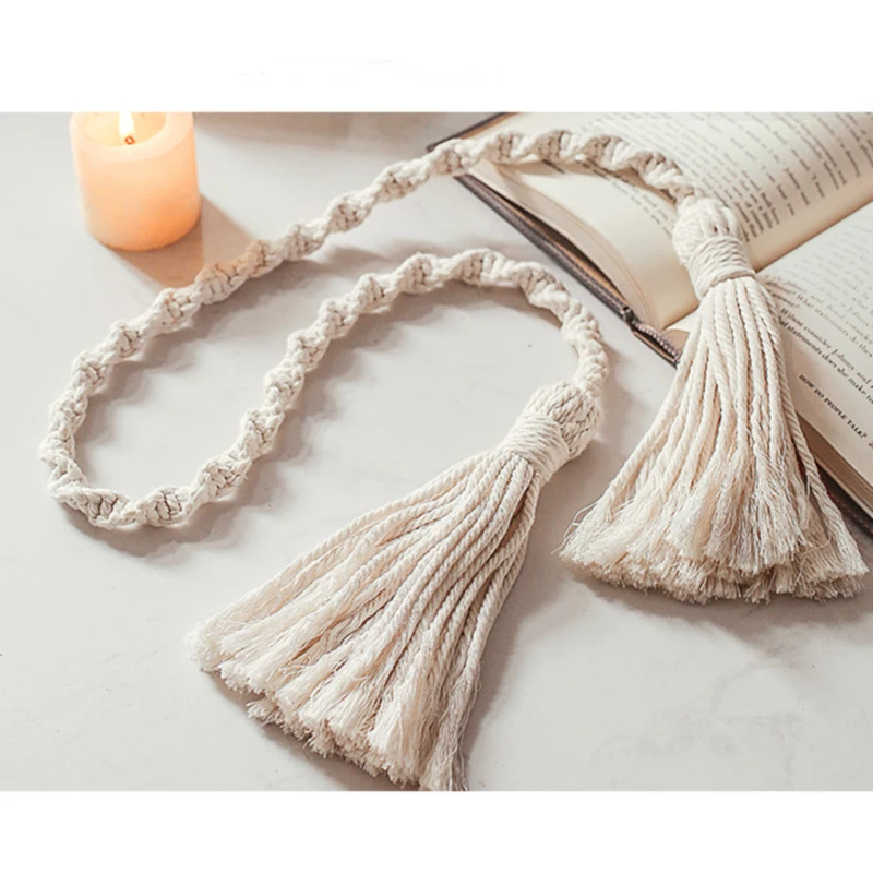 

Solid Color Curtain accessories Buckles Tie Rope Curtain Tieback Holder Clips For Curtains Hand Weaving Cotton Linen Rope