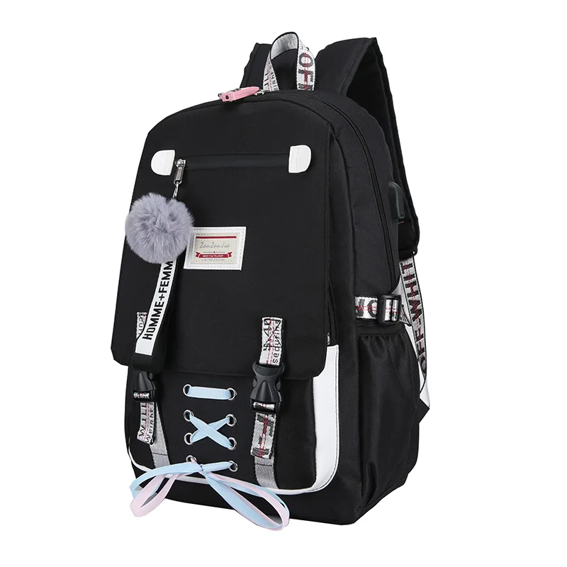 

Backpack Women School Bags For Teenage Girls Preppy Style Large Capacity USB Back Pack Rucksack Youth Bagpack 2021