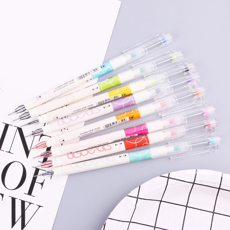 

8Pcs Double Headed Drawing Mark Fluorescent Pen Cute Art Highlighter Stationer QX2B
