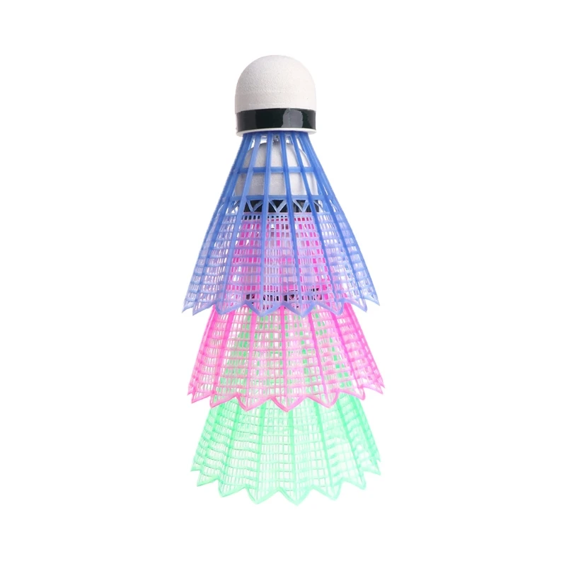 

3pcs LED Glowing Light Up Plastic Badminton Shuttlecocks Colorful Lighting Balls