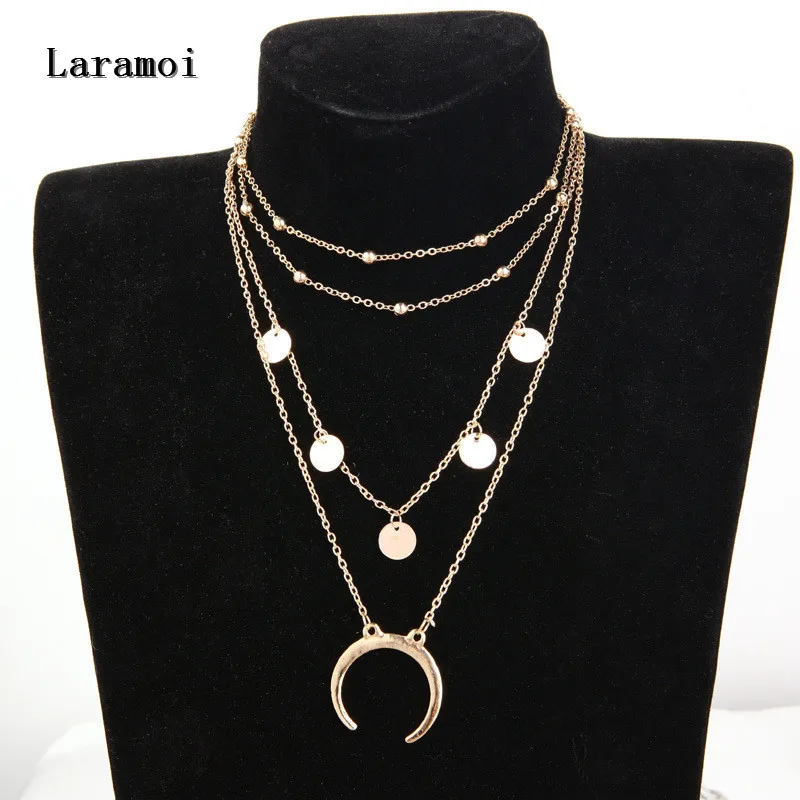 Laramoi богемское Колье чокер цепочка звено длинное многослойное ожерелье