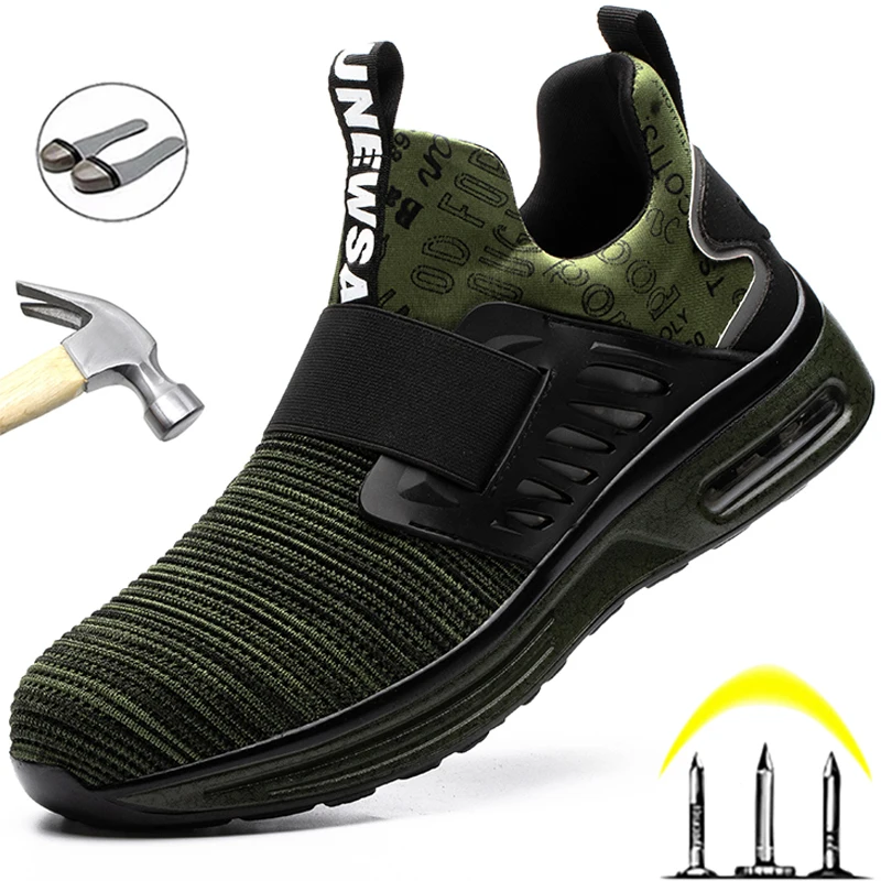 

Men Boots Safety Shoes Work Boots With Steel Toe Shoes Security Boots Indestructible Shoes Puncture-Proof Work Sneakers Male