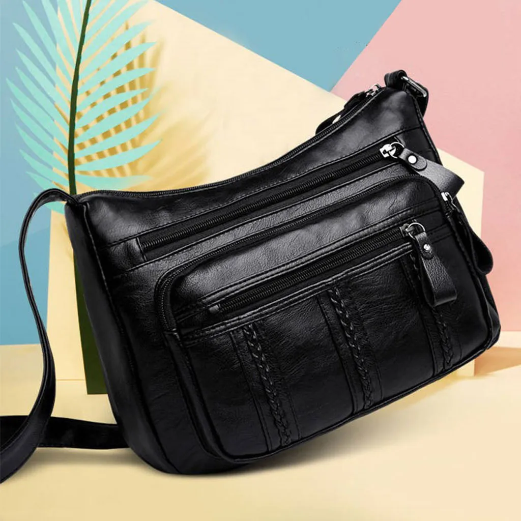 Сумка мессенджер Женская однотонная модный саквояж на плечо в повседневном