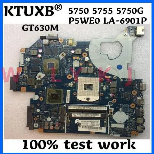 P5WE0 LA 6901P материнская плата для Acer 5750 5755 5755G 5750G ноутбук PGA989 GPU GT630M GT540 HM65 DDR3 100% тесты