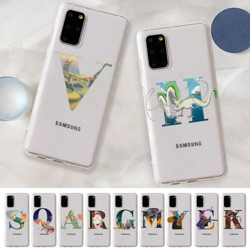 

Initial Letter Studio Ghibli Custom Name Phone Case For Samsung A 10 20 30 50s 70 51 52 71 4g 12 31 21 31 S 20 21 plus Ultra