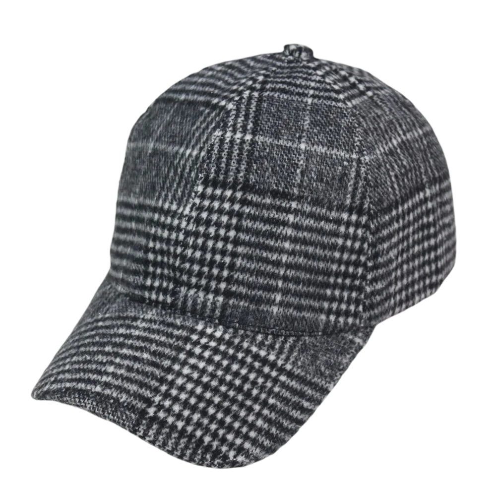 

Vintage Style Tweed Men's Cap Old School Baseball Cap Father's Plaid Hats Dark Grey Adjustable
