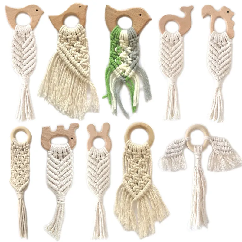 Детский Прорезыватель для зубов вязаное крючком деревянное кольцо