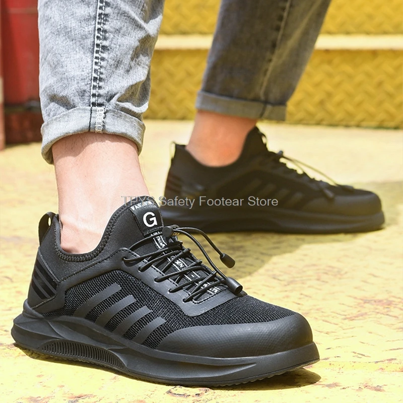 

breathable safety shoes for men work boots steel toe cap work shoes man boots indestructible security footwear male black shoes