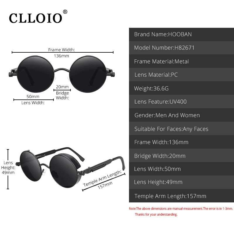 Классические готические солнцезащитные очки CLLOIO в стиле стимпанк для мужчин и