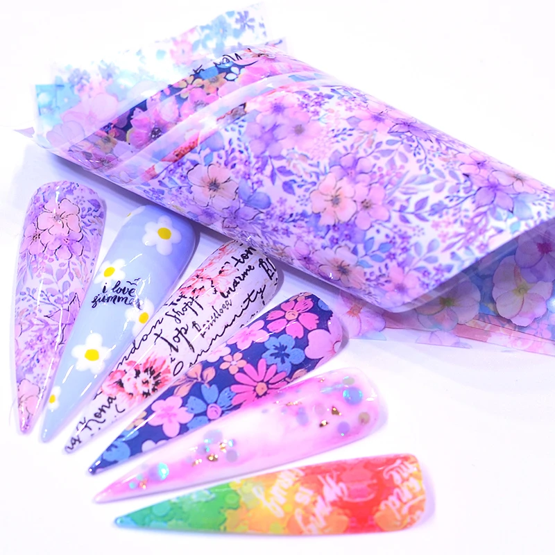 

2021 10PCS Shell Marble Holographic Nail Foil Starry Transfer Slider Sticker Set Gradient Nail Art Wrap Decal Manicure Decor