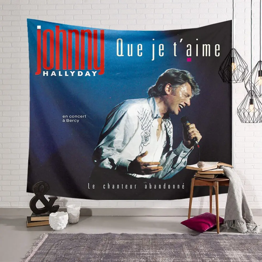 

Tapestry 3D Printed Singer Jonny Hallyday Concert Forever Love Tapestries Rectangular Home Decor Living Room DIY Wall Hanging