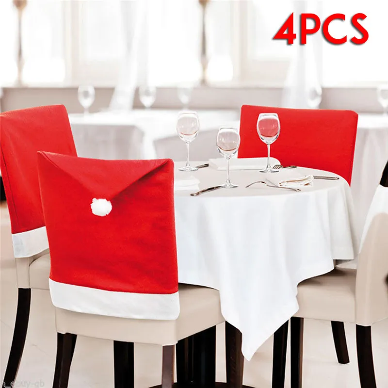 4 шт. Рождественское украшение Санта Клаус красная шляпа задняя крышка стула для