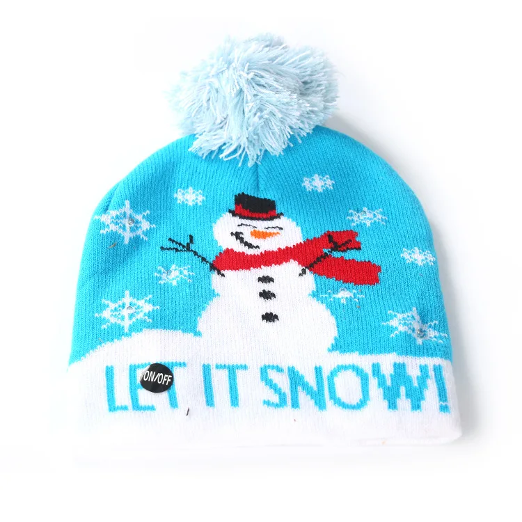 Let it snow Светодиодный головной убор на Рождество, вязаная шапка Санта Клауса для детей и взрослых, тёплая шапка с рисунком елки и снежинок, новогодняя и Рождественская вечеринка - Цвет: Let it snow