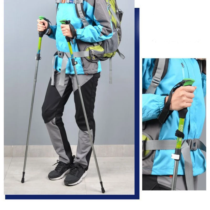 

KODENOR Collapsible Folding Hiking Trekking Sticks Walking Poles with Real Cork & EVA Handle Grip Set - Ultra Strong Locking