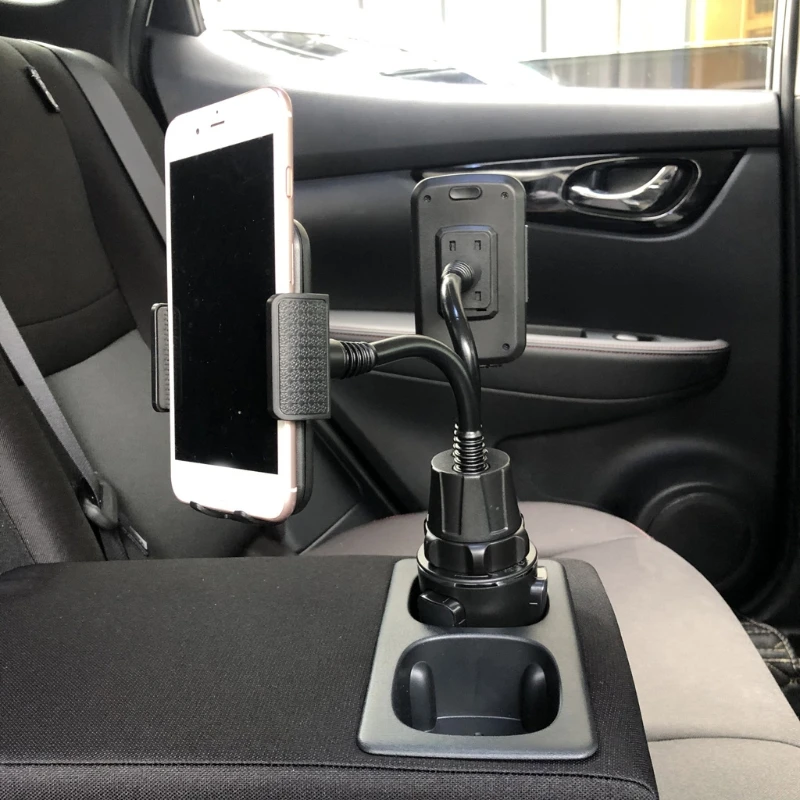 car dual phone holder mount universal fit sturdy stand save space easy to operate free spin gooseneck adjustable free global shipping