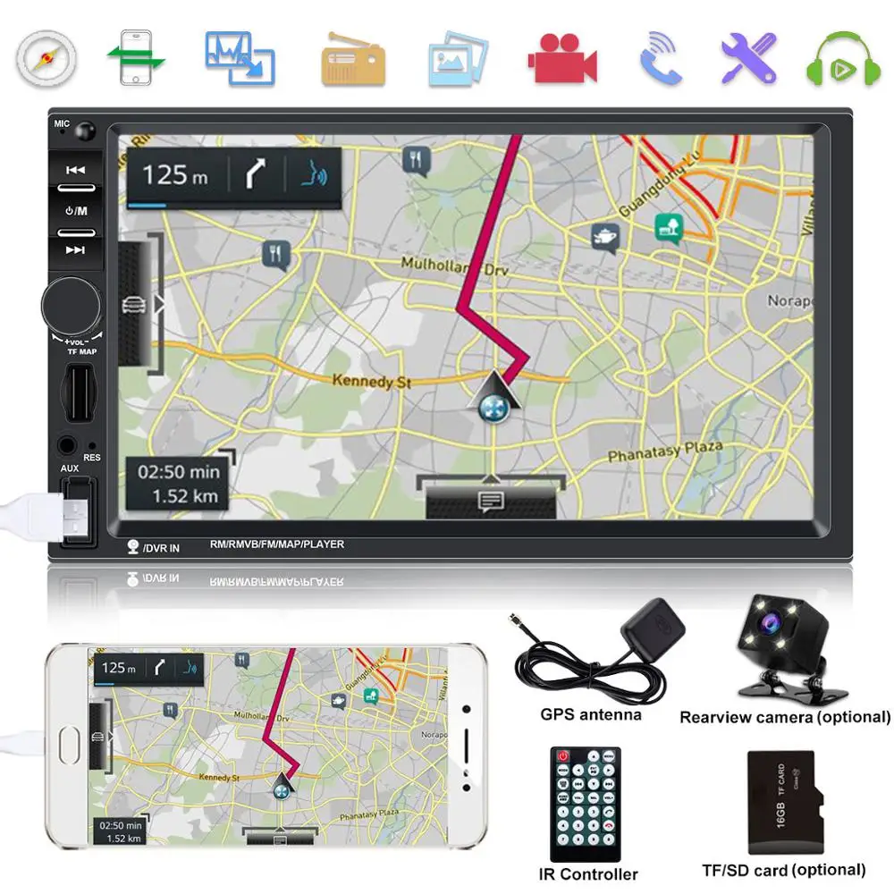General 2 DIN Авторадио Bluetooth Автомагнитола стерео MP5 плеер Авто Multimidia gps навигация USB SD