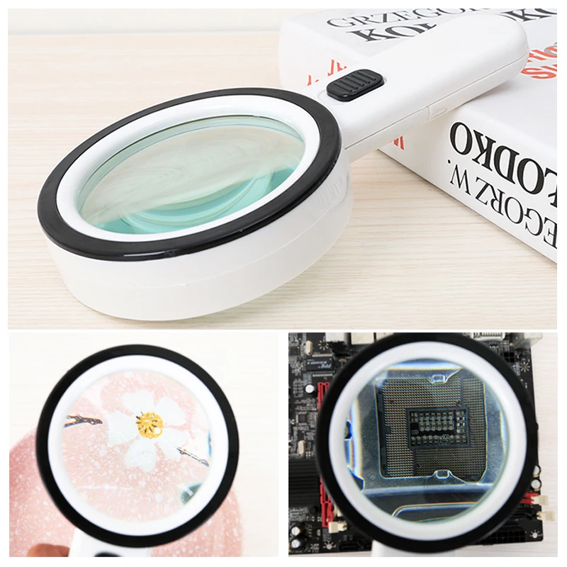 

Handheld Magnifying Glass Reading Illuminated Magnifier Microscope Lens Jewelry Watch Loupe Magnifier Gift For Parent 30x12 LED
