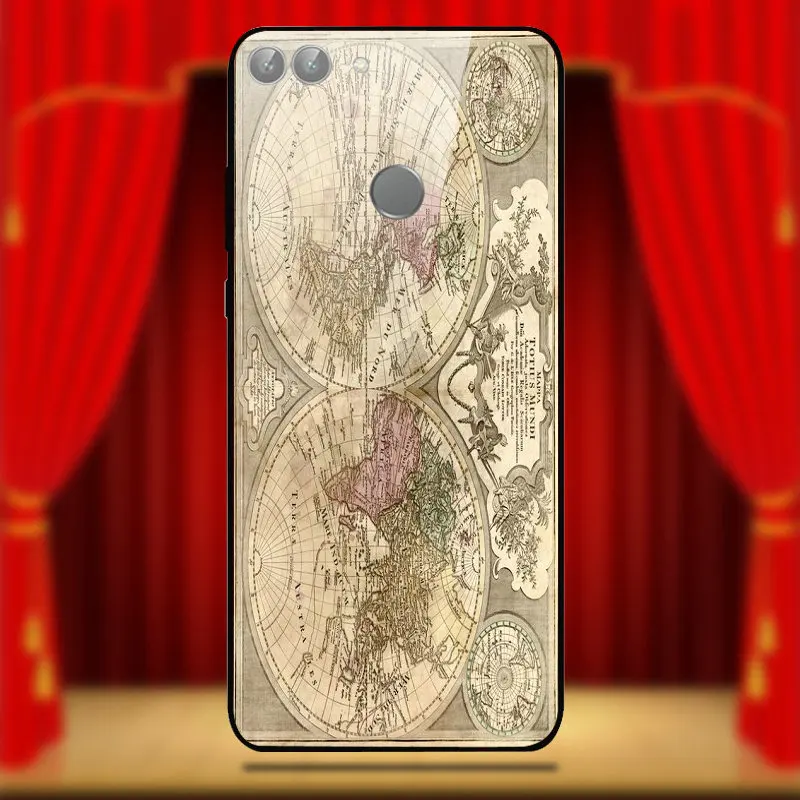 Ретро старинные карты мира закаленное стекло мобильный телефон чехлы для Huawei Honor