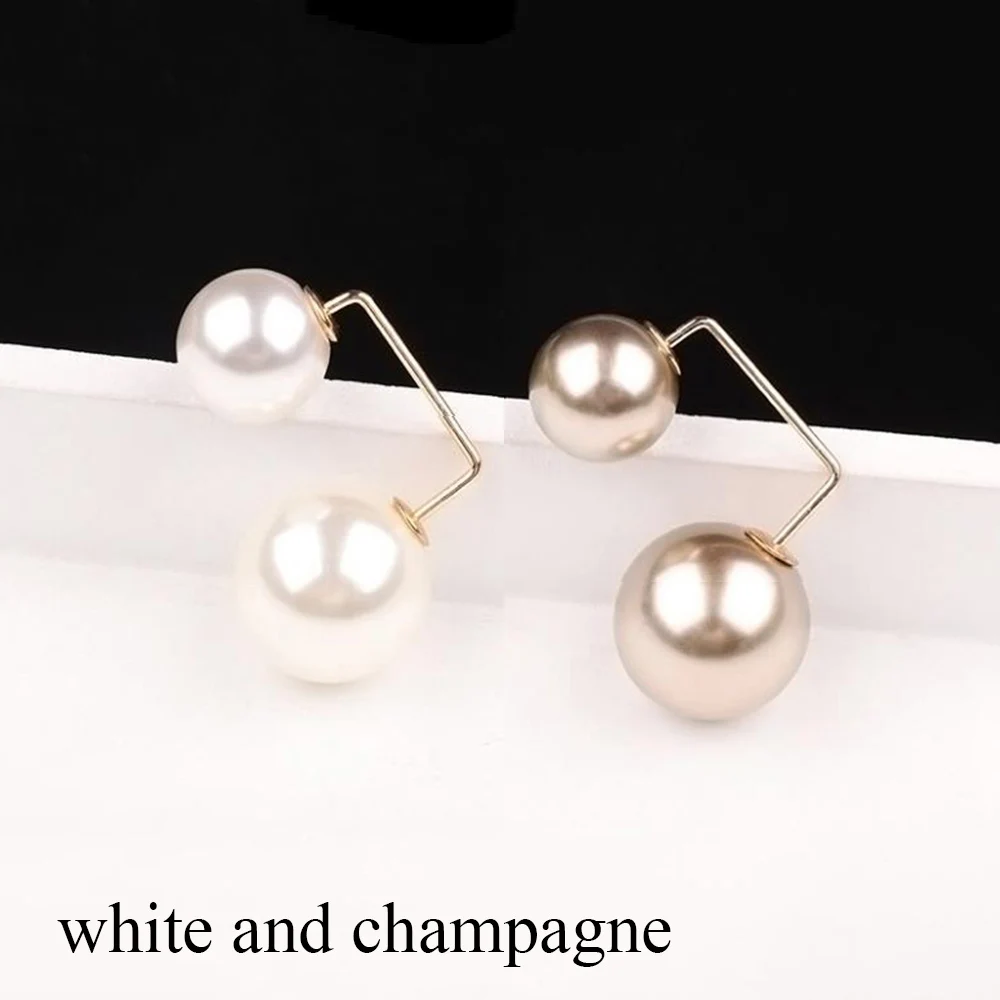 white and champagne 2 шт./компл. простые серьги с двумя жемчужинами, брошь свитер воротник одноразовые иглы, брошь на застежке, Костюмы аксессуары Броши для Для женщин - Окраска металла: white and champagne