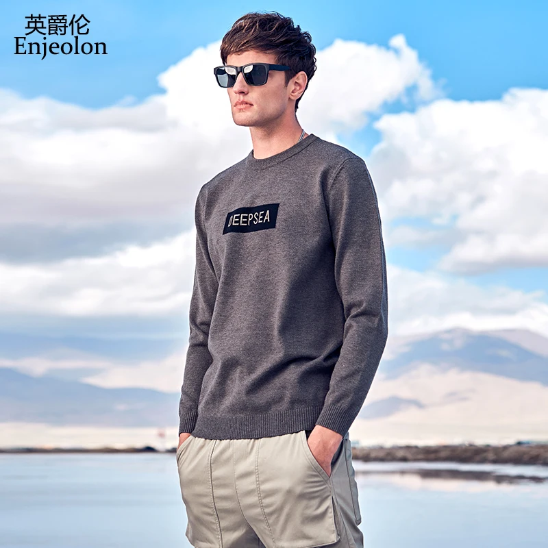 Мужской свитер с вышитыми буквами Enjeolon Повседневный пуловер для осени и зимы MY3434