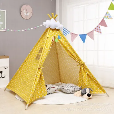 1,6 м детская палатка Tipi большой Unbleached холст оригинальная детская палатка дом складной Крытый детский игровой дом Индия треугольные палатки - Цвет: WJ0050K