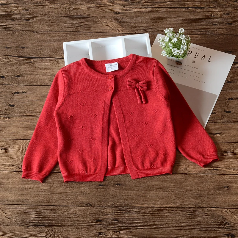 

2022 Spring White Girls Outerwear 100% Cottton Cardigan Sweater Kid Girls Jacket Children Clothes For 1 2 3 4 5 Years Old 185061