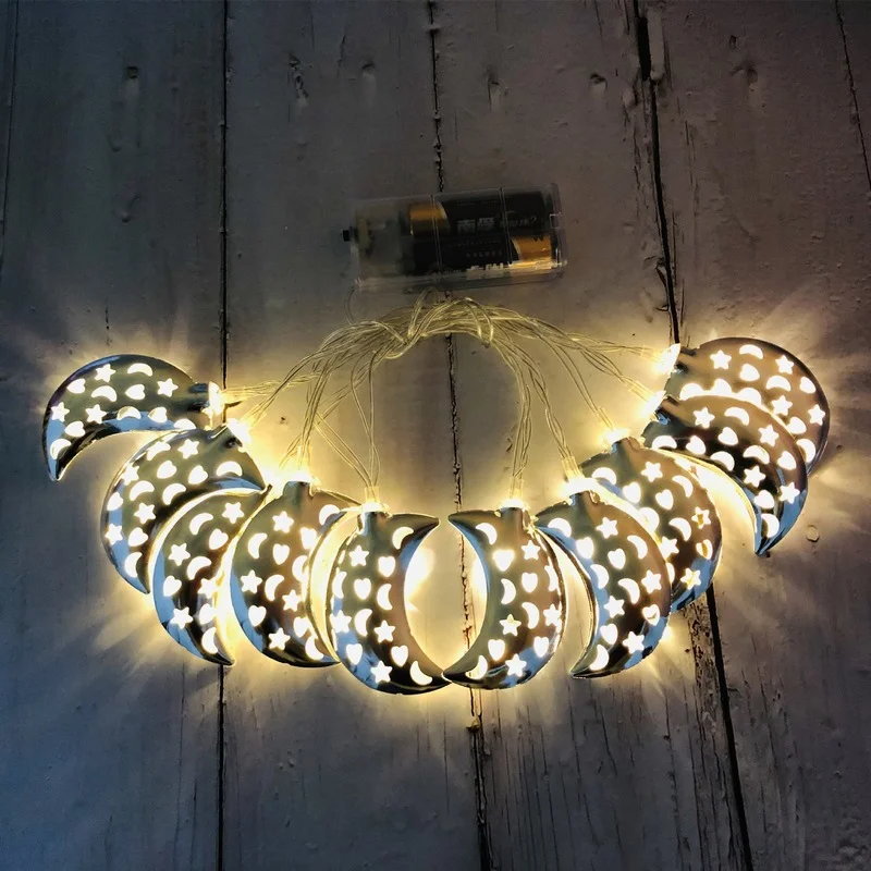 

Moon LED String Lights Hollow Leds Light Outdoor Holiday Garden Party Decors Christmas Warm White Garland Curtain Fashion Luces
