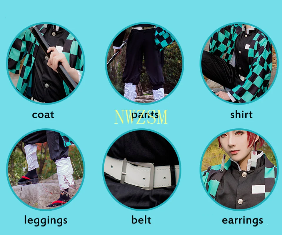 

Kimetsu No Yaiba Tanjiro Kamado Anime Demon Slayer Cosplay Costume Scarf Halloween Show Cosplay Party Set Kimetsu No Yaiba Sets