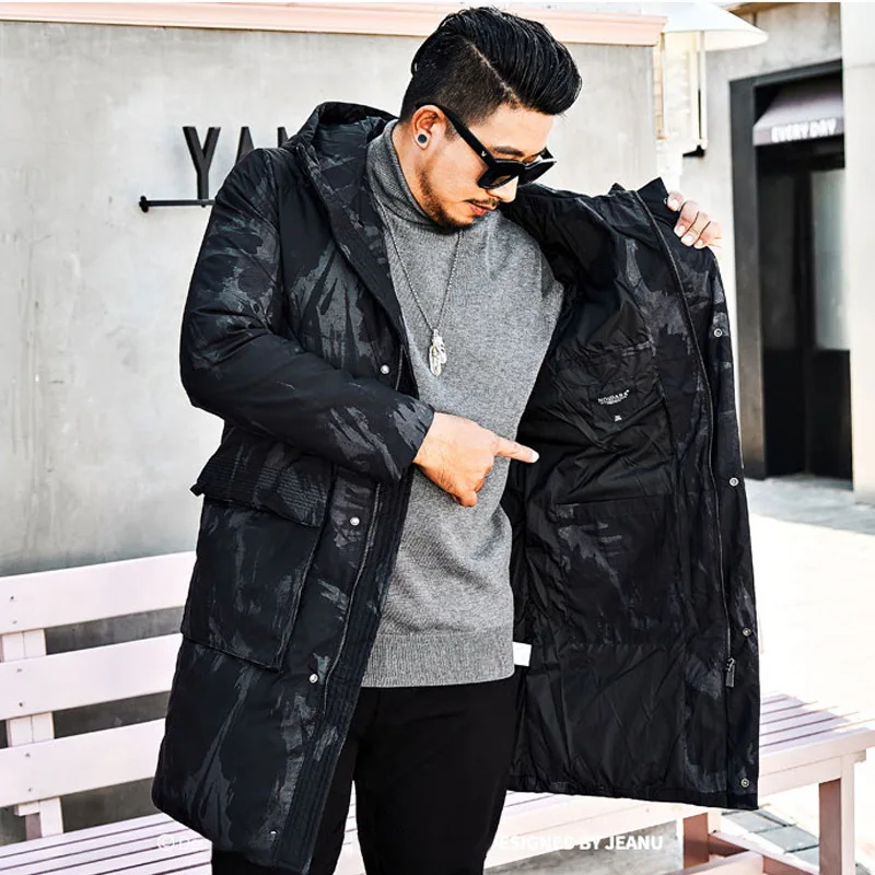 2019 зимняя новая брендовая мужская парка Теплая Куртка длинная свободная куртка