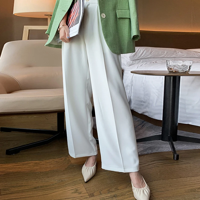 

TWOTWINSTYLE Casual Pants For Female High Waist Loose Solid Color Women's Wide-legged Straight Trousers Fashion Streetwear New