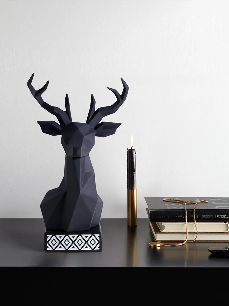 

[MGT] Nordic light luxury geometric deer head decoration home accessories ceramic animal head creative decoration crafts