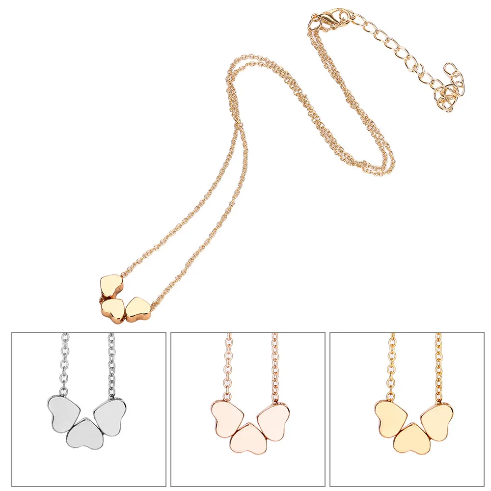 Beauty Charm женское ювелирное ожерелье чокер из нержавеющей стали три сердца кулон