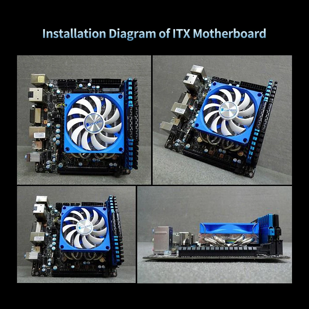 Кулер для процессора HTPC ITX ультратонкий бесшумный кулер ЦП 4 тепловых трубы