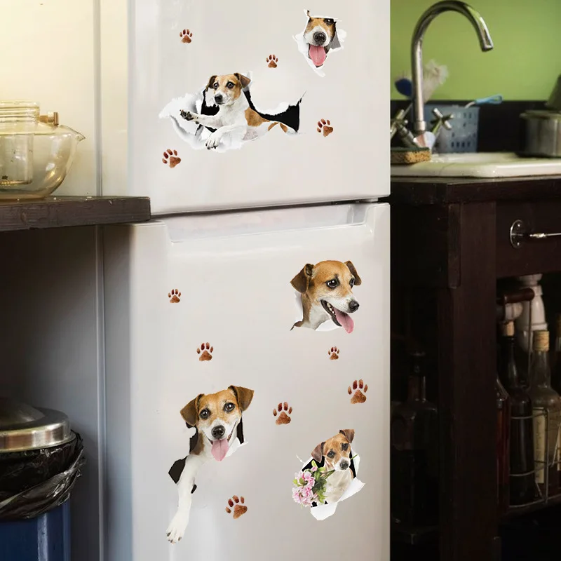 

Cute Dogs Wall Stickers For Home Decoration Cartoon Animals 3d Broken Hole Mural Art Diy Kids Room Bedroom Wall Decal