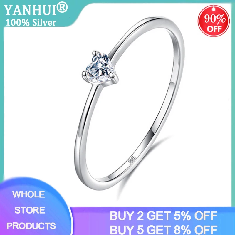 

Cute Heart Love Female Zircon Stone Ring 925 Silver Wedding Jewelry Promise Engagement Rings For Women Valentine's Day Gift R222