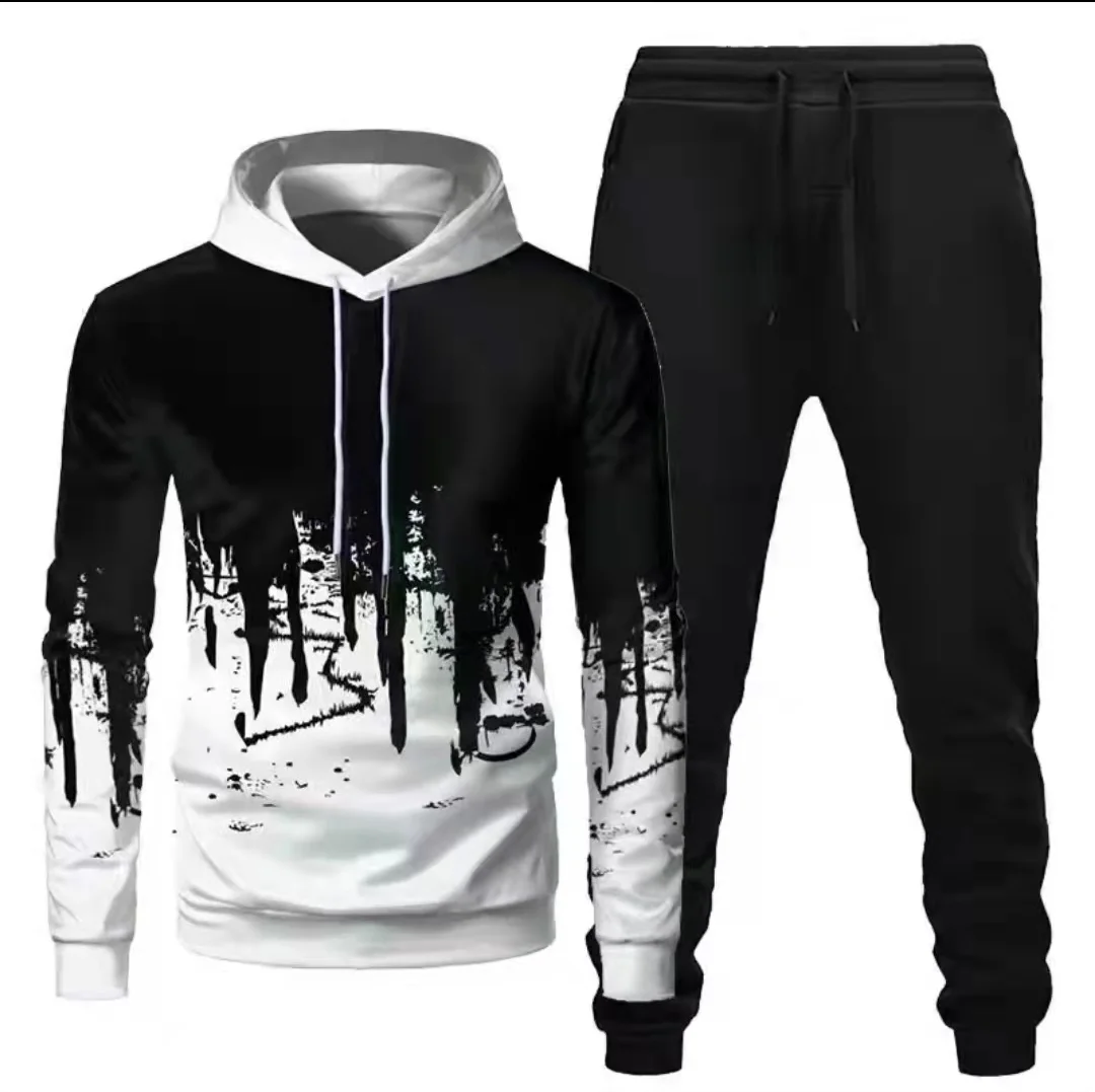 

Fashion new men's hooded suit digital printing fashion Plush sweater