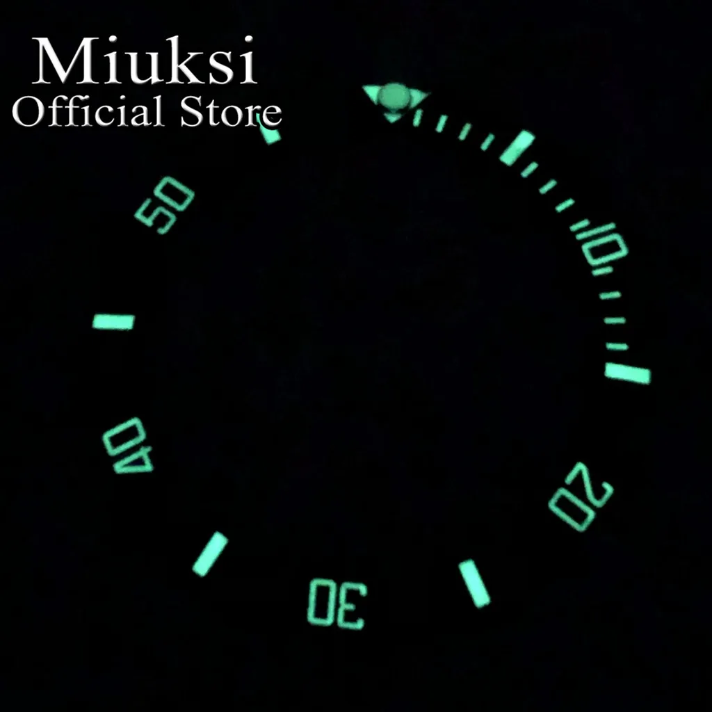 Miuksi 38mm super blue green luminous ceramic bezel insert fit 40mm watch case