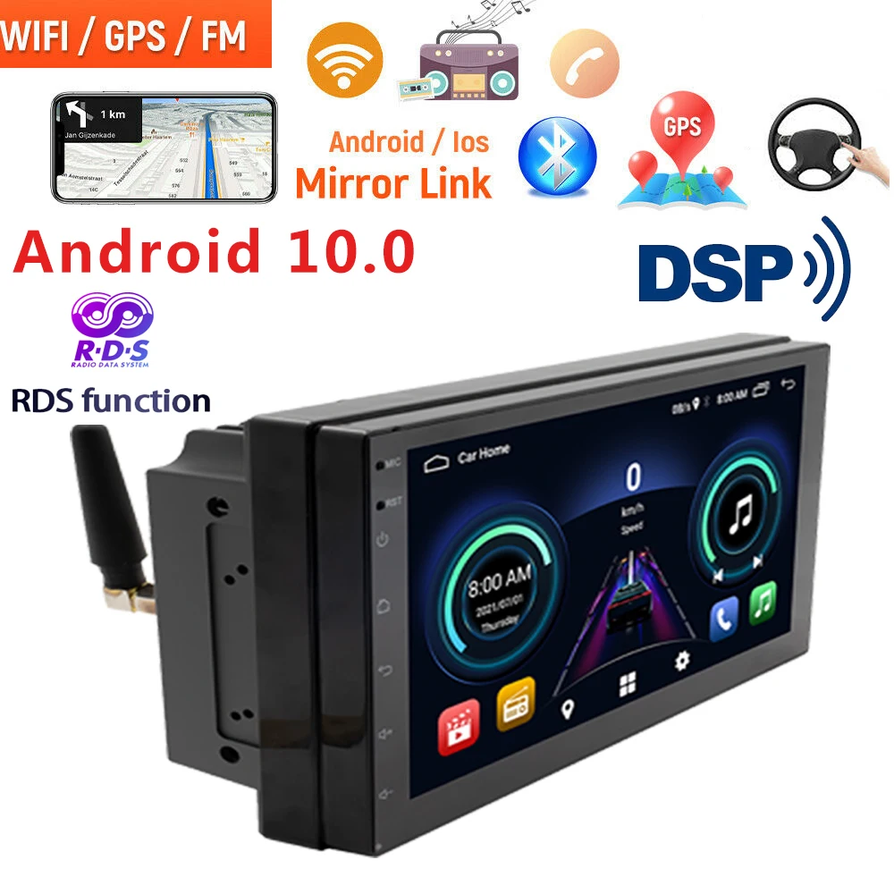 

7 " Car Radio Multimedia Player 2din RDS DSP AM FM Android Audio Stereo BT Autoradio For Toyota Volkswagen Hyundai Kia LADA