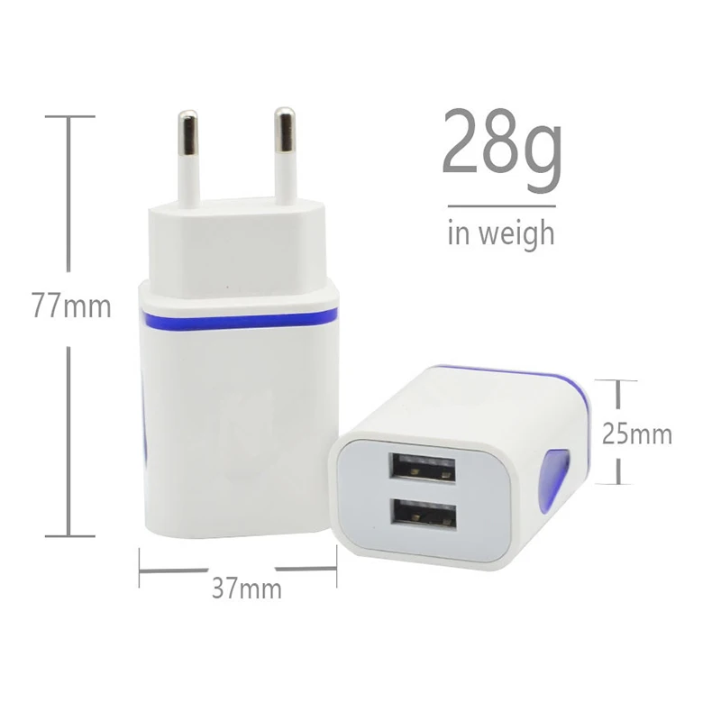 Универсальное зарядное устройство с двумя USB портами и светодиодной