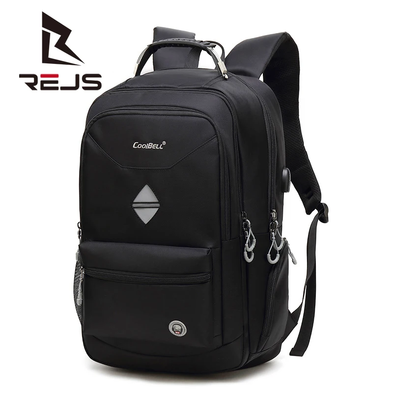 

REJS LANGT Business Backpack Men 15.6 Inch Laptop Bag Oxford Mochila Waterproof Anti-Theft Travel Backpacks with Charging plecak