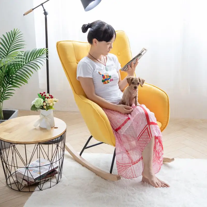 Кресло-качалка для отдыха взрослых однотонное кресло на балконе в скандинавском