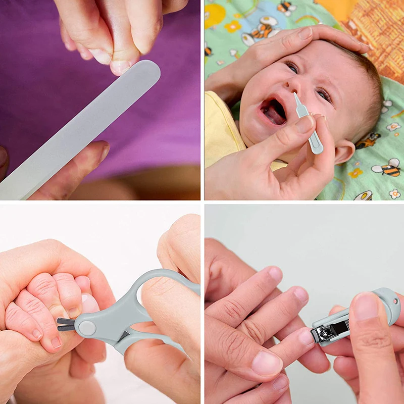 

4pcs/set Baby Nail Trimmer Care Kids Safe Portable Baby Nail Clipper Scissor File Tweezer Case Baby Manicure Set for Newborn