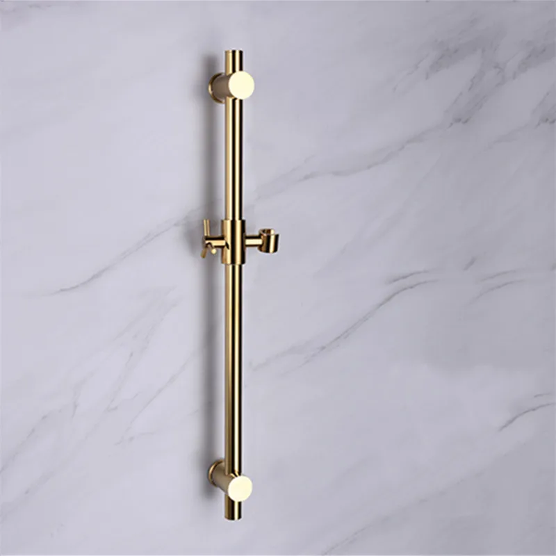 brass gold metal shower sliding bar with height adjustable for bathroom with shower head shower hose free global shipping