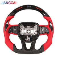 steering wheel led display carbon fiber red perforated leather for dodge challenger charger 2015 2018 model